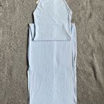 stretchy New Blue Ribbed Halter Backless‎ Bodycon Dress Tie Waist US XS/S Photo 6