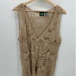 Hunt Club Crotchet Cardigan Women Medium Petite Tan Button Front Boho Festival Photo 0