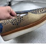 Free People  Snake Eyes Loafers Gold & Blue Size 7 Woven Textile Shoes Euro 37 Photo 6