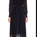 The Great ππ The Merry Dress ~ Navy Blue Velvet Burnout Polka Dot Midi M NWT Photo 2