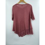 Poetry Linen Blend Asymmetrical Hem Knit Top Rose Mauve Size 14 Photo 5