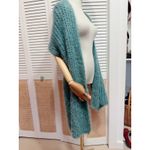 Womens Knitted Scarf Handmade Eyelash Fuzzy Fabric Super Soft in Aqua Blue Photo 5