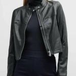 Spanx II Moto Biker Jacket Leather Like Black Silver Zippers NEW MSRP $298 Photo 0