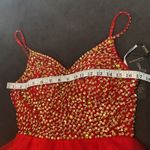 Women’s Red with Gold Sparkles Short Prom Party Dress Corset Back Size S NWT Red Photo 6