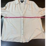 Tahari  Linen Blend Shirt Blouse Womens‎ Large Neutral Embroidered Church Office Photo 7