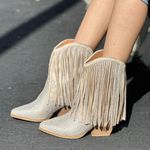 Nude fringe cowboy boot Tan Size 5.5 Photo 1