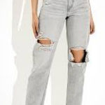 American Eagle 90’s Ripped Curvy Straight Jeans Photo 0