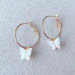 Lulus Gold hoops + white butterfly earrings Photo 1