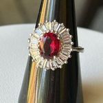 925 Silver rubi halo cz baguettes size 7.5 Photo 0