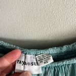 Raya Sun Aqua Blue embroidered Strapless Romper – Smocked Waist, Ruffle Overlay Photo 6