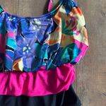 Vintage 90’s Robby Len Bright Floral Colored One Piece Swimsuit Size Medium Pink Photo 4