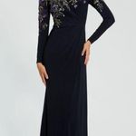 Mac Duggal  11806 Navy Embellished Long Sleeve Fitted Jersey Gown $698 - Size 8 Photo 1