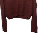Aeropostale NWT Women’s Sz S Tawny Port Crop Top Waffle Knit V Neck Sweater Photo 3