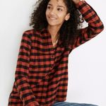 Madewell  Flannel Orange Oversized Ex Boyfriend Shirt In Buffalo Check Small Photo 0