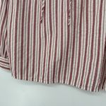 Loft Boho Stripe Ruffle Tie Neck Top Cream Red Split Neck Long Sleeve Size S Photo 5