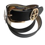 Giani Bernini  Signature Buckle Panel Belt Black Size Small New Photo 1