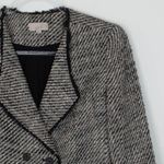 Loft  Womens Double Breasted Tweed Blazer Size 0 Black White Preppy Office Work Photo 1