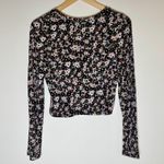 Wild Fable  | Black Floral Ribbed Long Sleeve Top | Medium Photo 1