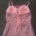 Women’s Pink Sequined Short Homecoming Party Dress Ruffle Hem CorsetBack Size 4 Photo 14
