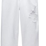 ZARA NWOT  HIGH RISE STRAIGHT JEANS DISTRESSED WHITE SZ-6 Photo 3