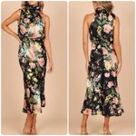 Petal and Pup  Anabelle Halter Neck Midi Dress Black Floral Photo 1