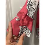 Hot Pink Satin With Leopards Button Top Blouse Oversize Long Size Large Office Photo 2