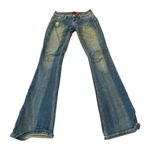 Zana Di  Distressed whiskered Blue Flare Jeans Size 0 embellished back pockets Photo 0