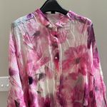 Johnny Was NWT  KATIA Silk Floral Irregular Oversized Blouse Size L/XL Pink Photo 3