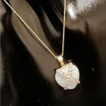 14K Gold Jade & Diamond Heart Pendant Necklace Photo 11