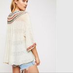Free People Vacation Embroidered Sweater Knit Top Ivory Small 3/4 Sleeves Photo 1