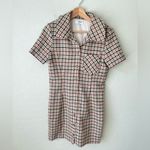 Rumored wool blend plaid button front dress medium Brown Photo 5