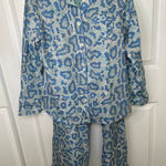Nick & Nora  Pajama Set‎ Blue Python Snake Print Sleepwear Lounge Set Size Small Photo 0
