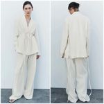 ZARA NWT LINEN BLEND PLEATED PANTS ZW COLLECTION Ecru Size S Photo 1