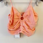 Abercrombie & Fitch  Ruched Coral Pink O Ring Cropped Tank Top Small NEW Photo 1