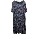 Catherines  Black Purple Floral Chiffon Flutter Sleeve Midi Dress Size 4X Photo 1