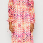 Never Fully Dressed Geometric MIDI Pink and Orange DRESS Size 4 Photo 0