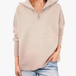 ANRABESS Women Quarter Zip Oversized Knit Cozy Pullover Sweater Photo 4