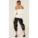 Milly RTR sz Large white satin Robin cowl neck off open shoulder cuffed top Photo 2