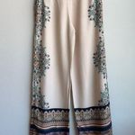 Farm Rio  Cream Satin Handkerchief Bohemian High Waist Wide Leg Pants Size XS Photo 5