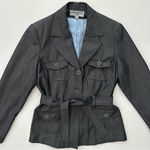 Sharagano  Charcoal Belted Blazer Size 10 Women Photo 6