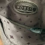 Fossil Coin Purse Pouch Leather Zipper ID Window Key Charm Pewter Gold Brown Photo 15