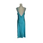 Women’s Teal Blue Lingerie Slip Dress Nightgown Chemise Lace Up Bow Romantic L Size L Photo 3