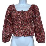 ZARA floral poplin balloon sleeves cinched waist of shoulder crop blouse size XS Photo 1