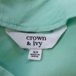 Crown & Ivy Mint Blue-Green Babydoll Pleated Bell Sleeve Blouse Photo 7