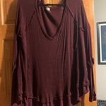 Free People Maroon  Waffle Knit Sweater Photo 0