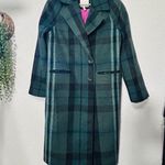 Avec Les Filles Walker Longline Coat Size XS Old Money Dark Academia Green Plaid Photo 0
