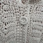 1960 VTG Hand Knit Shawl Poncho Sweater Womens One‎ Size Chunky Button Fringe Tan Photo 3