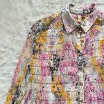 Anthropologie Pilcro Blouse Smocked Buttondown Splatter Abstract Floral Multi XS Photo 7