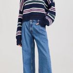 Free People NWT  Women's Kennedy Pullover Sweater oversize striped size large E5 Photo 3