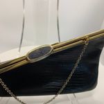 Vintage Etra Black and Brass Chain Croc Embossed Leather Purse Photo 8
